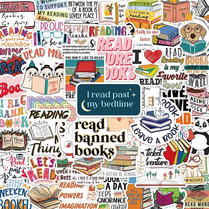Reading Themed Sticker, 50pcs/set Cartoon Book Pattern Sticker, Room ...