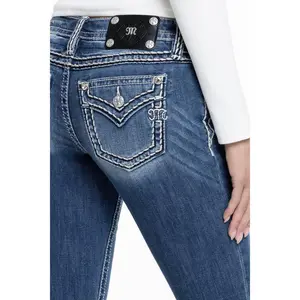 MissMe Cleo Stitched Low Rise Bootcut Jeans - Y2K BBL Curve-Enhancing Bootcut with Sculpted Waist, Leg-Lengthening Silhouette & Baddie Statement Energy