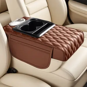 phone mount Car glove compartment cushion PU leather center console armrest heightening pad water-resistant and wear-resistant water cup holder paper towel box small item storage multi-functional pad