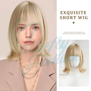 12-Inch Scalpiana 3.5X4 Short Wig – Durable Silk Natural Scalp Finish, Built-In Bangs Quick-Style Adjustable Band for Daily & Casual Outings