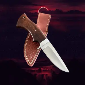 DUCK&DEER Handmade 9.5" Skinner Fixed Blade Knife Wood Handle Comes with Leather Sheath for Camping, Hiking, Carving EDC Fixed Blade Hunting Knife for Skinning, Camping, Bushcrafting, and Outdoor Activities