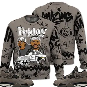 4 Cave Stone Sweatshirt, Cave Stone 4s Outfits Shirt, Meme Friday Horror Outfits Streetwear Unisex Sneaker Matching Sweatshirt Fabric Fleece