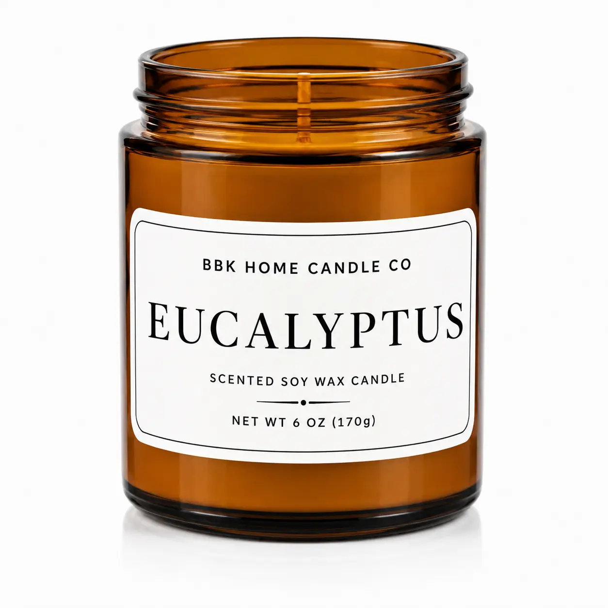 Eucalyptus Candle – Amber Glass – 6 oz
