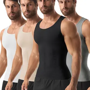 CATTIBOR 1-4 Pack Men Compression Vest,Men Soild Crew Neck Sleeveless Shapewear Undershirt,Men Workout Tank Tops Shirts Menswear GYM Shirt,Back To School Outfits,Menswear for Daily Life