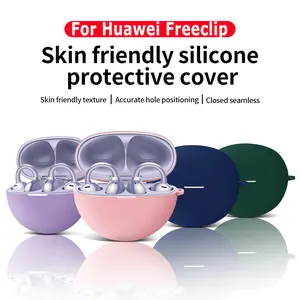 Silicone Protective Case For Huawei FreeClip Cover Liquid Silicone Earphone Cases For Huawei freeClip Headphone Shell With Hook