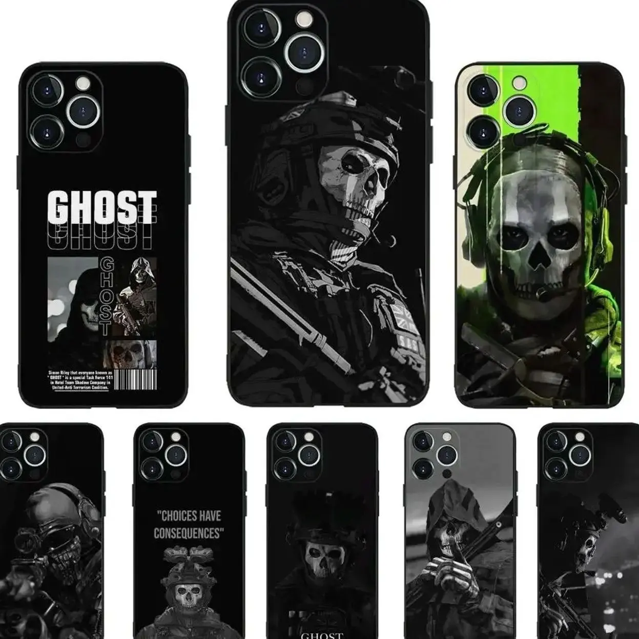 C- COD Call Of D-Duty Ghost Two-In-One Drop-Resistant Mobile Phone Case Protection, for iPhone 7 8 XR XS XSM 11 12 13 14 15 16 17 Plus/Pro