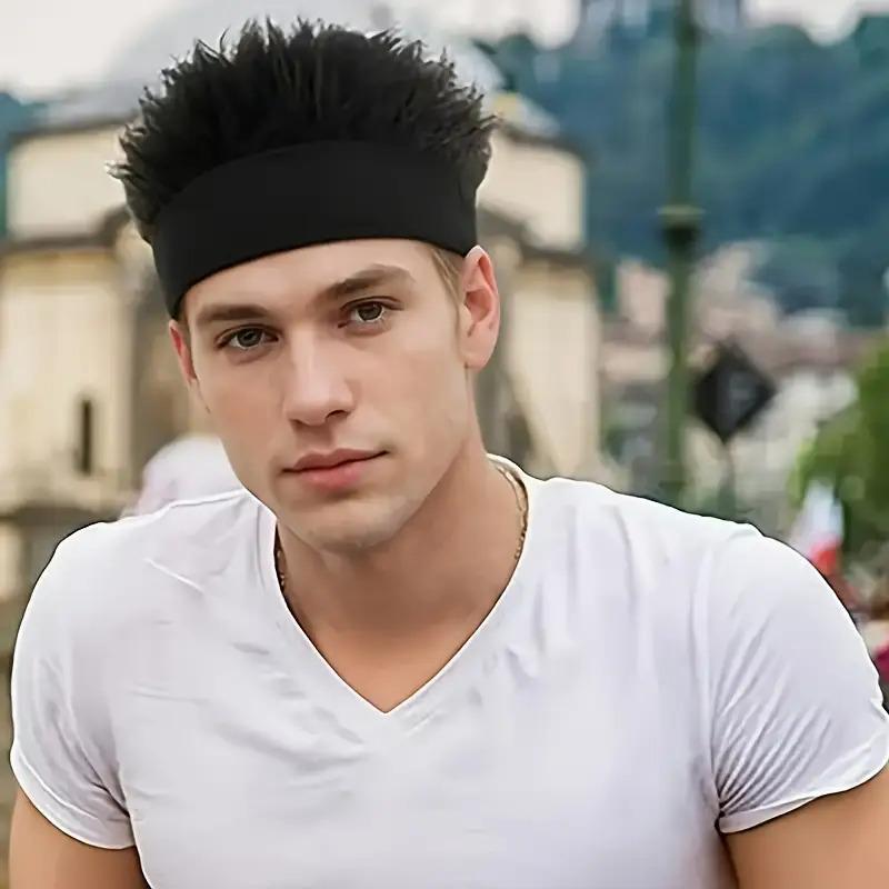 Men'S Funky Faux Fur Knit Beanie Hat - Hip-Hop Style, Straight Hair, No Brim, Perfect for Parties & Cosplay, Black & White Design, Party Accessory | Funky Beanie | Faux Fur Hat, Knit Beanie Hat