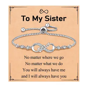 September Laurel Adjustable Silver Infinity Bracelet for Sister or Niece – Sparkling Jewelry Gift with Sentimental Message Infinity Gift Bracelet for Sister/Niece with Message Card Valentine’s Day gift