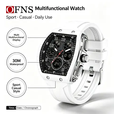 Valentine's Day Men's electronic watch with digital multifunctional, waterproof alarm clock, high-quality design, blue automatic version, practical for business and daily use, cost-effective and full Quartz Waterproof Watch Trendy Multifunctional Watch