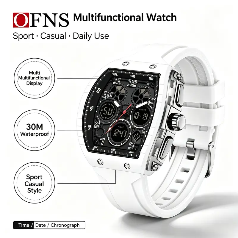Valentine's Day Men's electronic watch with digital multifunctional, waterproof alarm clock, high-quality design, blue automatic version, practical for business and daily use, cost-effective and full Quartz Waterproof Watch Trendy Multifunctional Watch