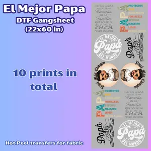 G10 El Mejor Papa Gangsheet transfers for shirts (10 Transfers)