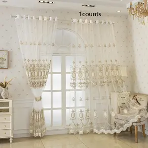 European Embroidered Relief Curtain, Window Curtain, Easy Installation, Seasonal Decoration, Suitable for Bedroom, Living Room, Dining Room, Kitchen, Balcony, Home Decoration Curtain