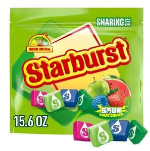 STARBURST Sour Chewy Candy Individually Wrapped Fruit Chew, Sharing Size, 15.6 Oz Resealable Bag