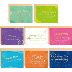 Fancy Land Colorful Work Anniversary Cards 24 Embossed Business Employee Appreciation Cards with Envelopes Blank Inside