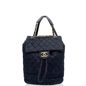 Pre-owned CHANEL Leather Backpacks Mini Urban Spirit Backpack Denim Blue (mg011226b3)