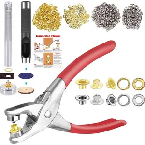 1205Pcs Eyelets Grommet Tool Kit 1/4 Inch Gold Silver Eyelets with Washers Complete Installation Tools with Pliers Hole Punch for Leather Belt Shoes Crafts