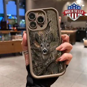 Realistic Woodland Deer Camouflage Pattern Phone Case for iPhone 17 16 15 14 Pro Max 13 12 11 XR XS Plus Air Slim Shockproof Anti Drop Protective Durable TPU Cover Gift Choice