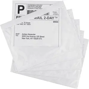 7.5 inch X 5.5 inch Clear Self-adhesive Top Loading Packing List Pouches Shipping Label Envelopes Mailing Pouches For Shipping 100pcs White