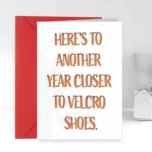 1pc Funny Over-the-Hill Birthday Card for 50th 60th 70th 80th Birthdays - Humorous "Closer to Shoes" Greeting Card with Envelope - Plain Paper Card for Friends & Adults, Fun Party Cards