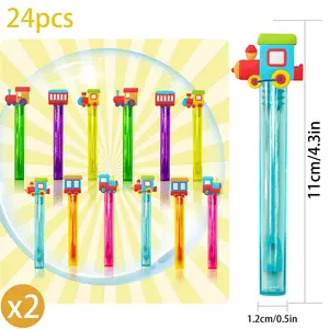 24-Piece Mini Train Party Bubble Wand Set Train-Themed Activity Bubble Wands Cartoon Train-Themed Summer Beach Pool Birthday Party Goodie Bag Fillers Outdoor Activity Supplies