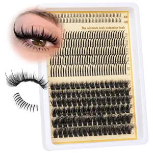 360pcs D Curl Mixed Length Eyelash Extensions, Artificial Cotton Fiber Individual Lashes, Curl Cluster Lashes, 12-22cm Long, 5-6mm Root Diameter, False Eyelashes Extensions
