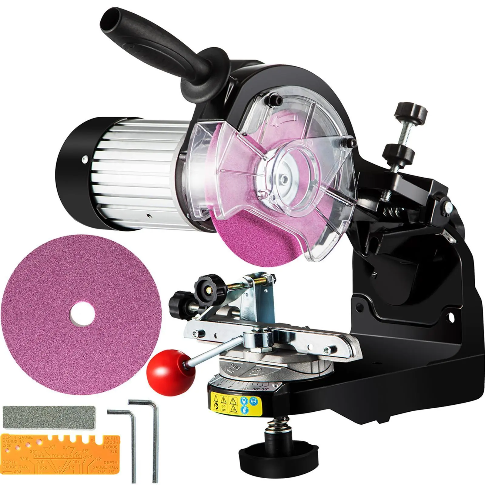 【Backtoschool】VEVOR Electric Chainsaw Sharpener with 230W Motor, Aluminum Handle & Grinding Wheel, Professional Multi-Angle Adjustable 3000RPM Chain Grinder for 1/4"-2/5" Chains (Durable Material Construction), Chain Sharpener