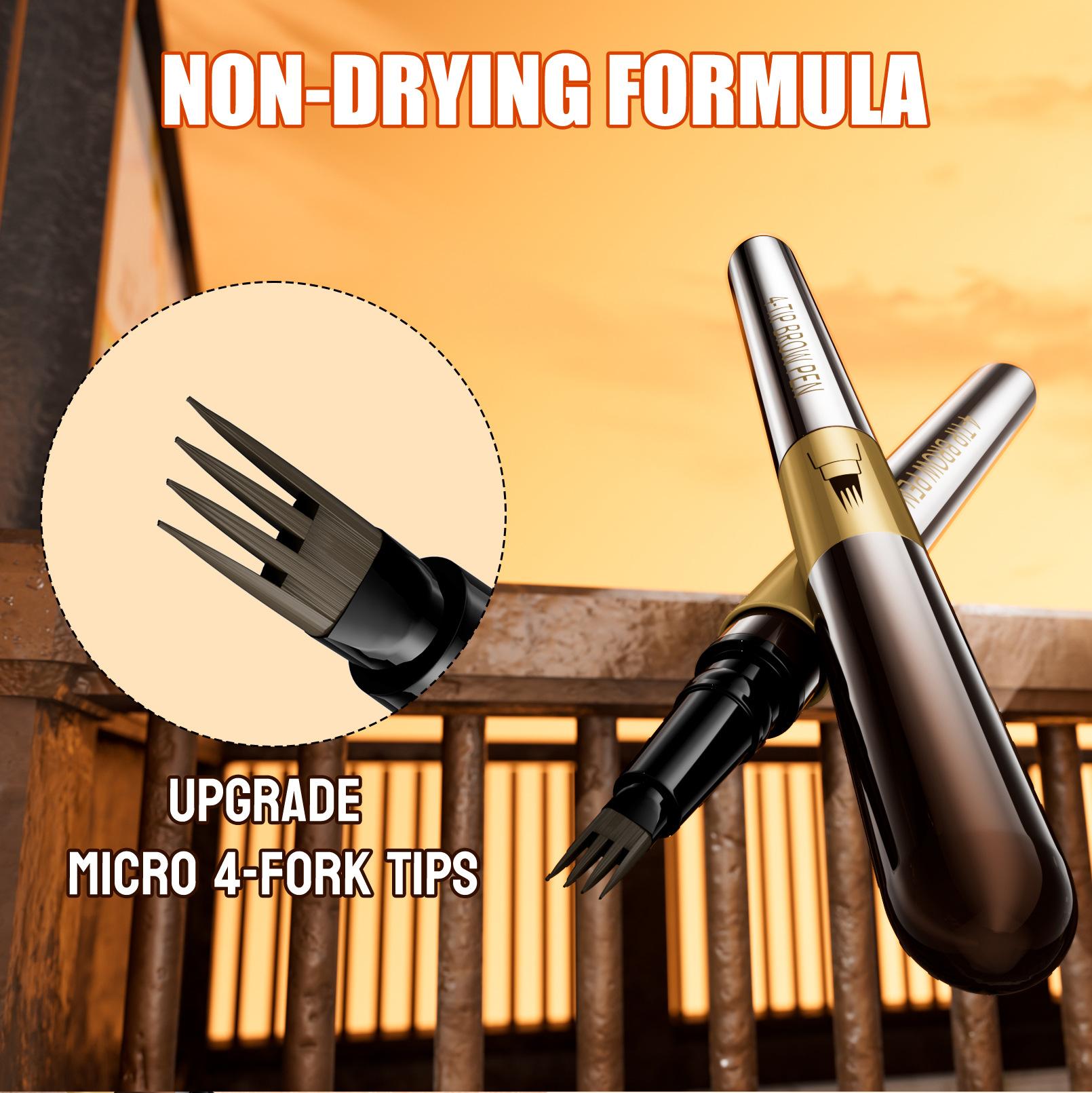 4 Tip Microblade Eyebrow Pen Waterproof, Hair Like Brow Pencil for Natural Feathered Brows, Long Lasting Smudge Resistant Makeup for Daily Wear, Work and Travel.
