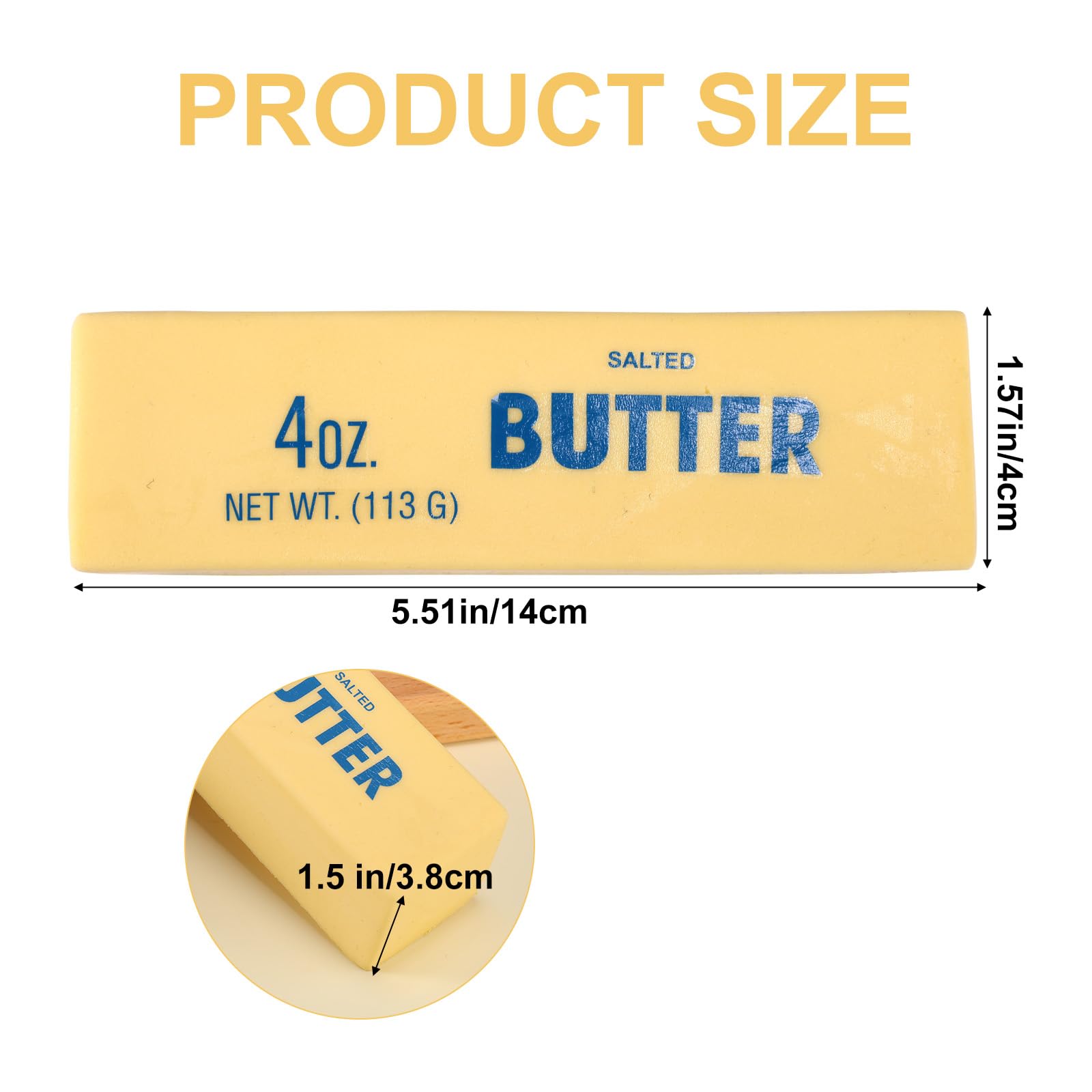 Cheese butter squishy toys, 1pc Realistic PU Butter Squeeze Toy, Slow Rising Stress Relief Fidget, Kawaii Gift for Kids & Adults Office Decor