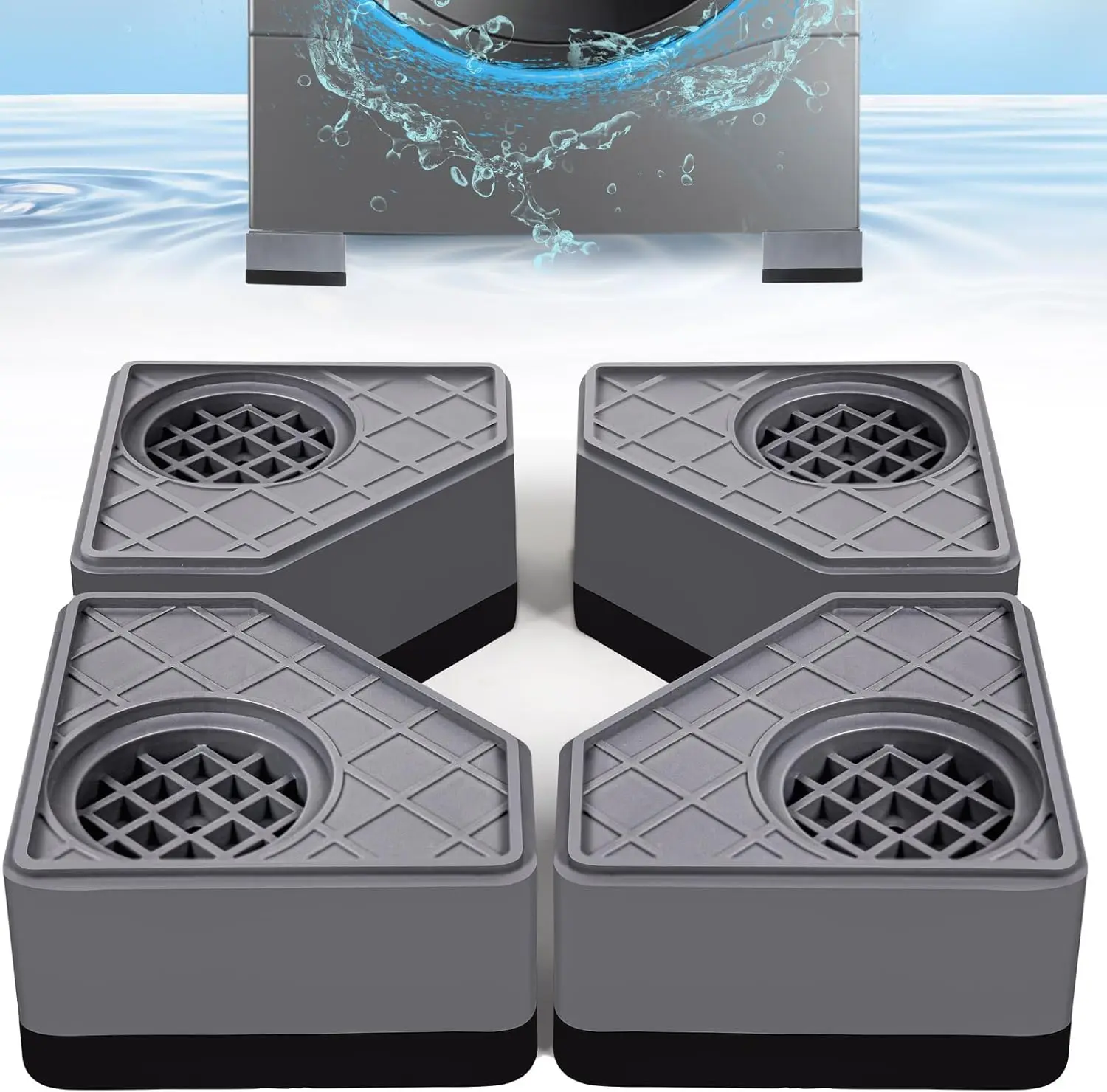 [USA - STOCK] 4Pcs Anti Vibration Pads for Washing Machine, Stops Washer Dryer Moving, Prevents Noise, Vibration Transfer, Antivibration Stabilizer Support Feet (Increase1.8in)