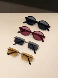 4 Pairs Trendy Sunglasses, Classic Gold Metal Frame, Uv400 Protection, Unisex Street Style, Perfect for Instagram Aesthetic