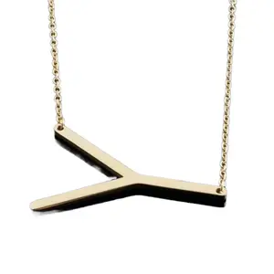 Letter Y sideways necklace Female Metal Coating Anniversary Auspicious Birthday