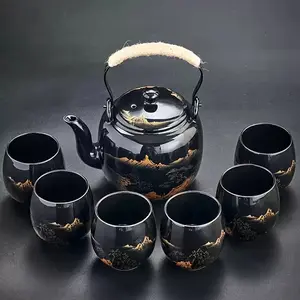 Japanese Tea Set Ceramic Tea Set with 1 Teapot Set, 6 Tea Cups, 1 Stainless Infuser, Beautiful Asian Tea Sets for Adults, Tea Lover/Women/Menhome, Outdoor, Father S Day Gift, Christmas Gift, Valentine'S Day, Birthday Gift