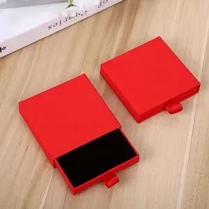 Elegant Paper Jewelry Gift Box Set with Sponge Insert, Sliding Drawer Packaging for Rings Necklaces Bracelets Earrings Storage, Gift for Friends