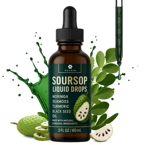 Hevola Soursop Bitters Liquid Drops 10-in-1 Herbal Detox with Sea Moss Moringa Turmeric Black Seed & Ashwagandha Immune Liver Digestive Support Vegan Non-GMO Natural Organic Supplement