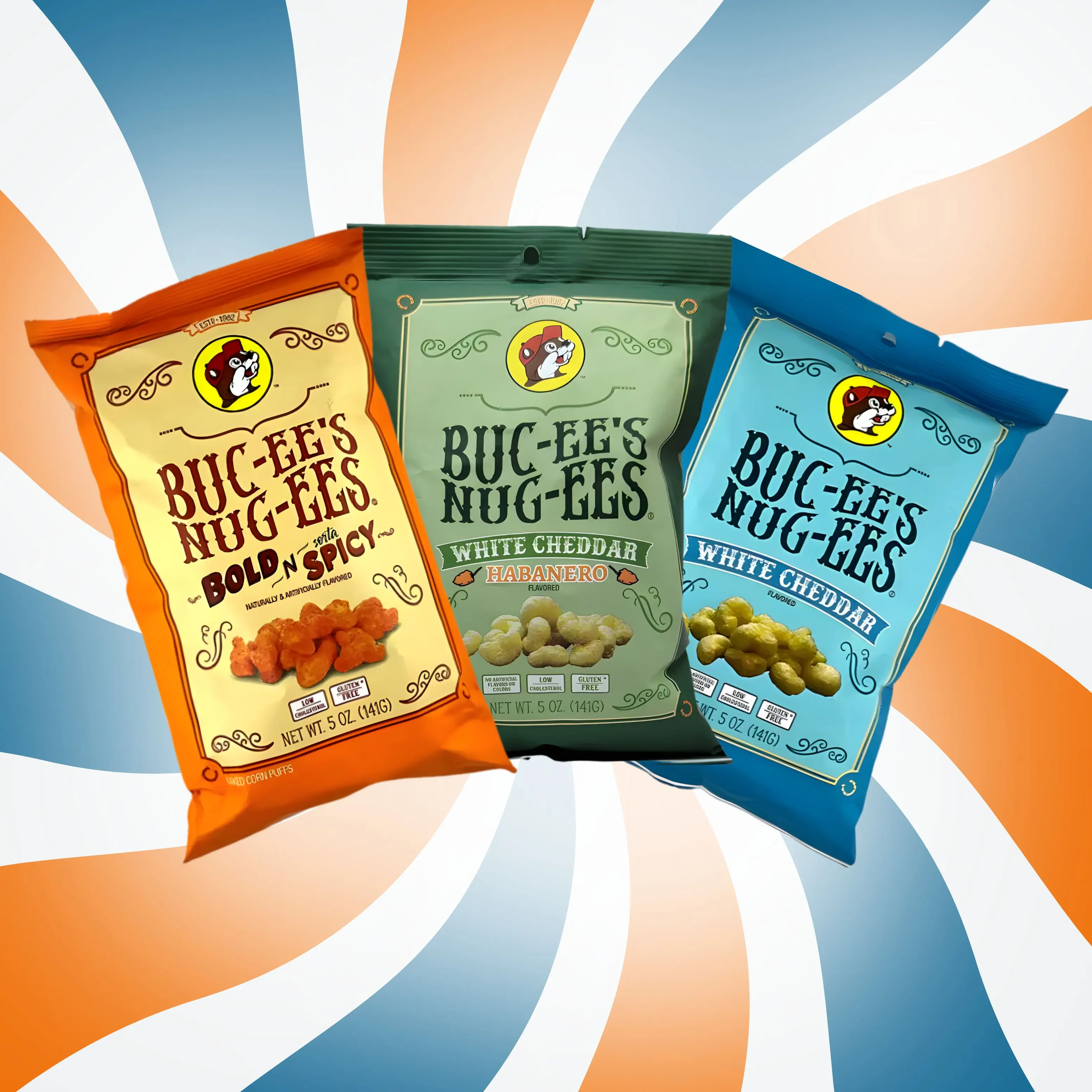 Buc-ee's Air Puffed Snacks 3-Pack Flavor Trio - 5 oz Each, White Cheddar, Bold N Sorta Spicy, White Cheddar Habanero, Spicy & Savory Crunchy, Natural Gourmet Shareable Treats, Non-Fried, Ambient, Road Trip Staple, Bucees Food
