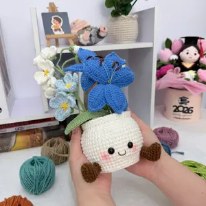 Handmade Crochet Flower Plant Pot, Amigurumi Plant, Cute Desk Decor, Thank You Gift for Mom/Teachers