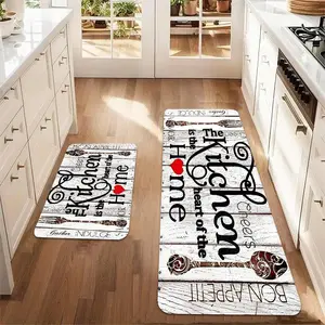 Kitchen Floor Mat, 2 Counts/set Kitchen Themed Pattern Kitchen Rugs, Non-slip Kitchen Mat, Decorative Carpet for Home Kitchen Living Room Rug Sets