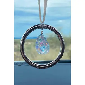 Good Vibes Angel Aura Quartz Silver Car Charm