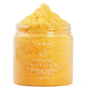 Liyalan Turmeric Body Scrub Moisturizing and Exfoliating Body, Face, Hand, Foot Scrub,Nourishes Skin,Deep Cleansing 7.8oz