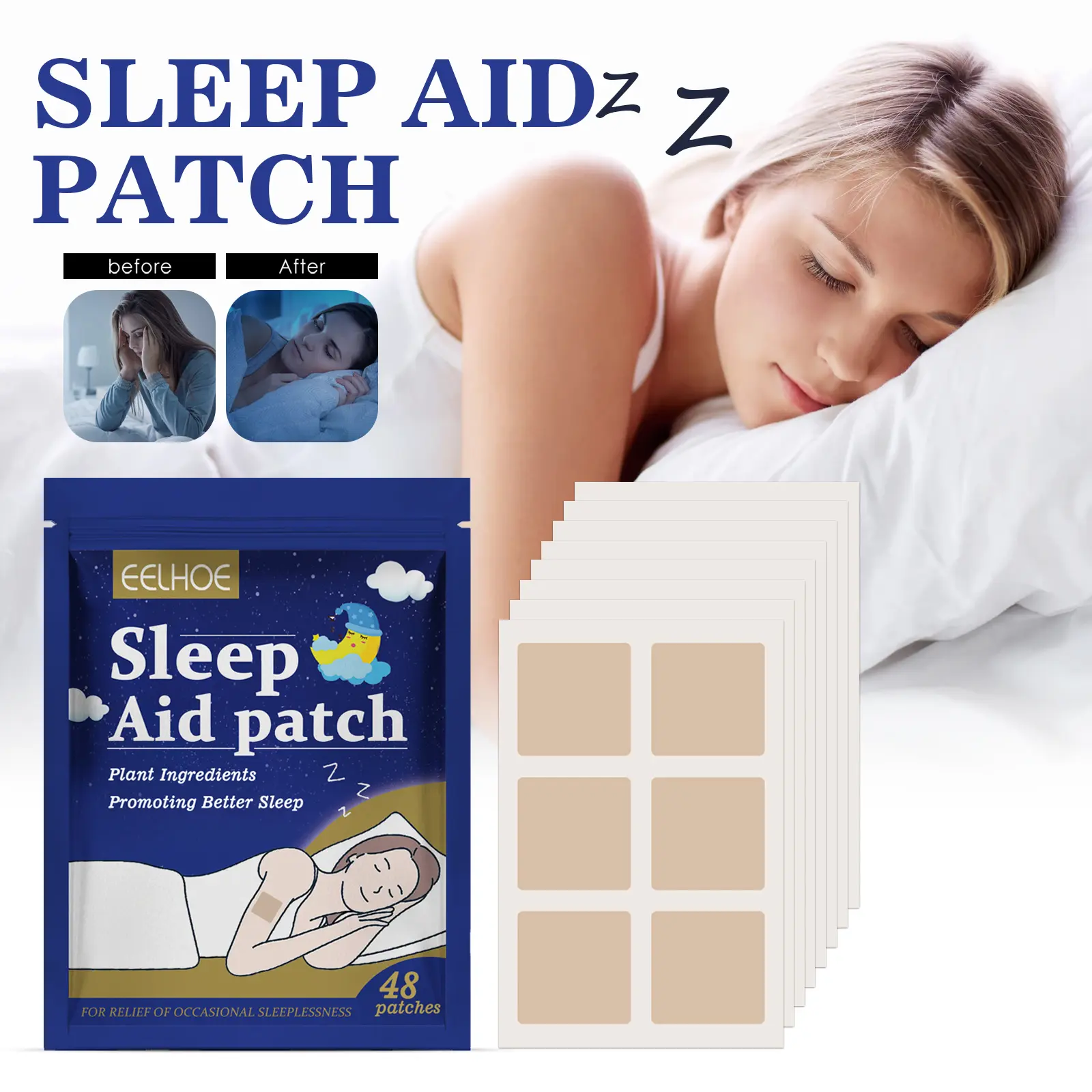 EELHOE SLEEP STICKERS!  KNOCK OUT IN 10 MINS - WAKE UP GODDESS MODE (NO SLEEP PILL HANGOVER! Gentle Menthol Healthcare