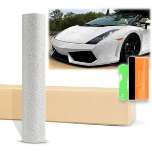 12"x48" (1FTx4FT) Silver Ultra Diamond Glitter Matte Sparkle Vinyl  Auto Car Sticker Decal Film Sheet Bubble Free Air Release Technology with Tool Kit