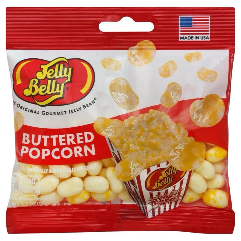 Jelly Belly Buttered Popcorn Flavored Jelly Beans Candy 3.5 oz Peg Bag Made in USA Gluten Free Chewy Snack