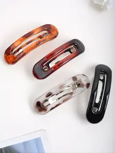 4pcs Elegant Leopard Print Hair Clips, Flat Hair Clips, Hollow Out Design, Versatile Daily Use, Short Hair Side Clips, All Seasons