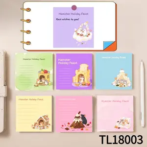 Hamster Holiday Feast Design: Cute and Functional Notepads (3.54×3.54 Inches) 100-Pack with105 Emoticon Stickers,Leaving Temporary Messages,Bright Colors, Perfect for Note - Taking and Marking