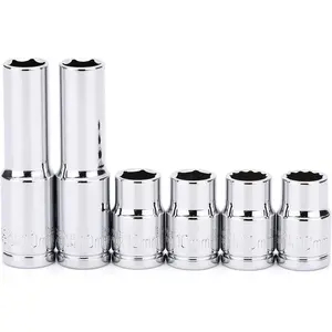 6 count 3/8"Drive 10mm Deep&Shallow Socket, CR-V, Metric, Mirror Finish, 6 Point & 12 Point