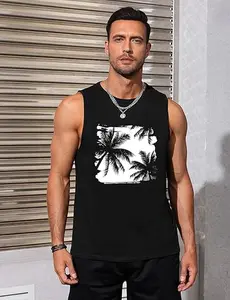 Mens Tank Tops Beach Summer Sleeveless Shirts Graphic Palm Tree Vacation Tanks Muscle Gym Tank Top Breathable Tropical