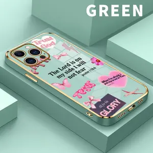 Electroplated Phone Case for iPhone 17 15 Pro Max 16 14 Plus 13 12 11 Faith Over Fear Psalm Christian Aesthetic Soft TPU Silicone Dirt-proof Easy to Clean Soft Cover Gift