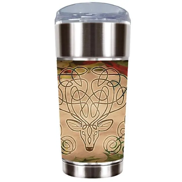 Celtic Yule Stag Travel Mug - Durable Design with Elegant Artwork, Ideal for Travel and Commuting