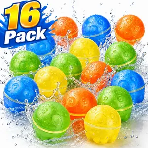 Reusable Magnetic Water Balloons 16 Pack – Summer Cooling Must-Have, Silicone Self-Sealing Splash Balls, Quick Fill, Leak-Proof, Reusable Outdoor Pool & Beach Toy for Kids, Teens & Adults (12/16 Pack)