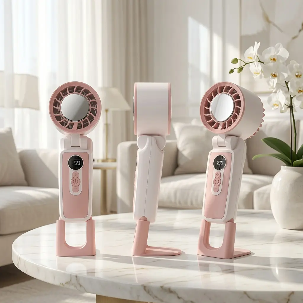 Portable Handheld Fan with Digital Display 5Speeds,Rechargeable Mini Fan for Travel & Office